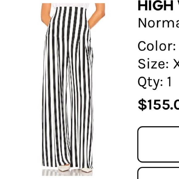 NWT Norma Kamali High Waist Pleat Wide Leg Pant Stripes Black and White size XS - Picture 5 of 6